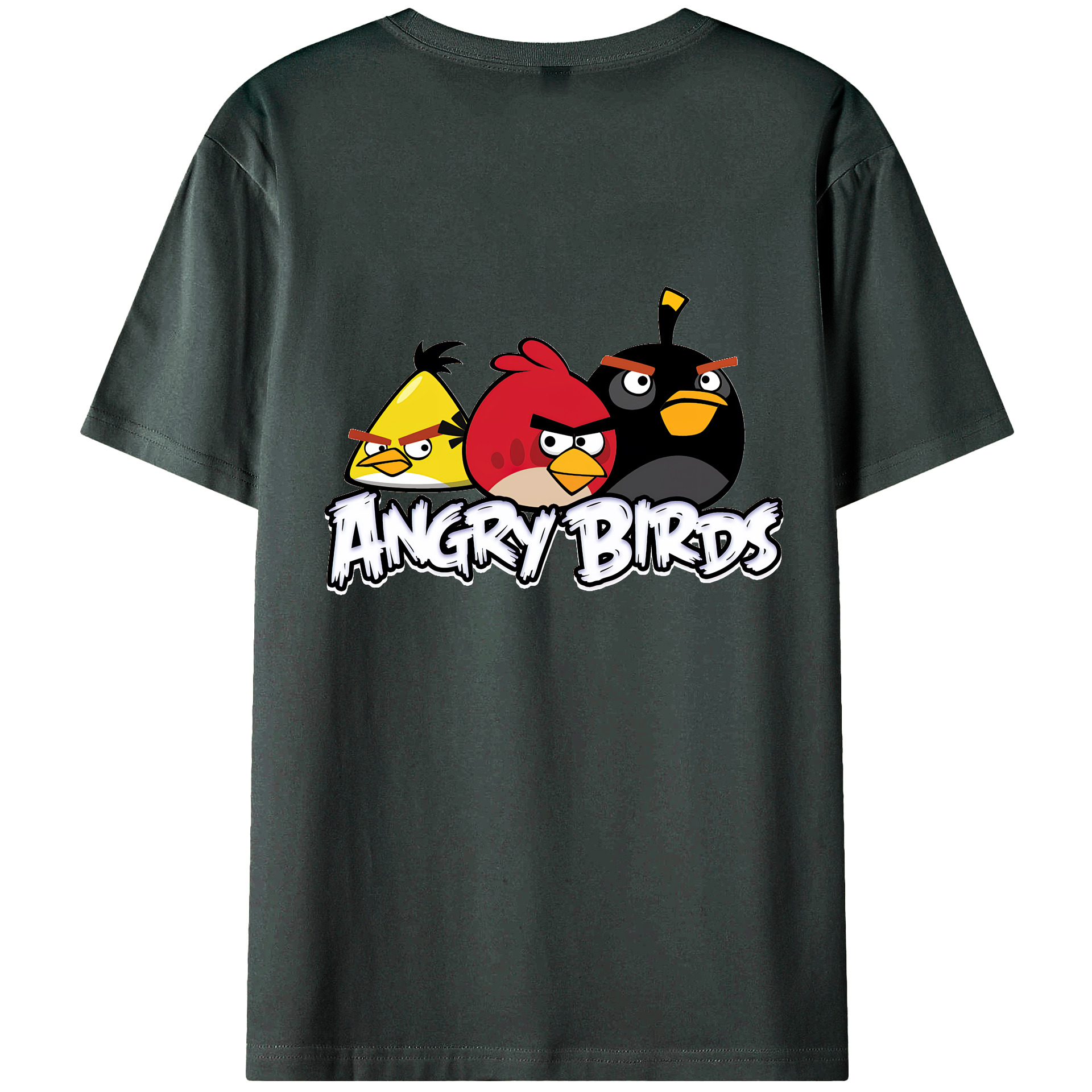 （画像用） Angry Birds アングリーバード 綿100％ メンズ半袖Tシャツ（バックプリント） 通気性